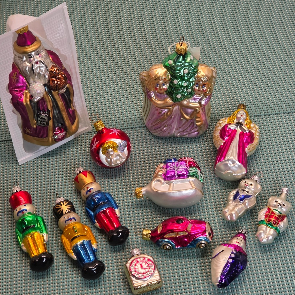 Lot of 13 Vintage & Vintage Inspired Christmas Ornaments Angels Soldiers Bears